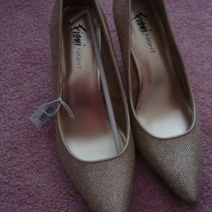 Gold Glitter High Heel Shoes Pump pointed style New Size 8 1/2